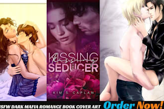 design nsfw mafia dark fiction romance spicy book cover with nsfw character art