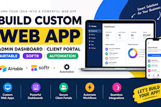 build custom web app, admin dashboard client portal, airtable, softr automation
