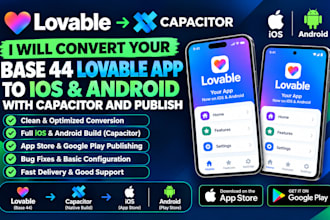 convert base 44 lovable app to ios android with capacitor and publish