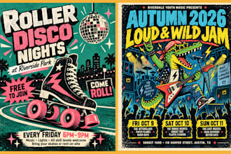 design a custom illustrated poster for your event, concert or band