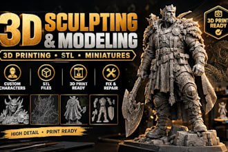 do 3d sculpting 3d modeling for 3d printing fix stl files miniature stl 3d model