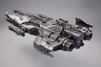 create game ready 3d spaceship model unreal engine unity game asset sci fi