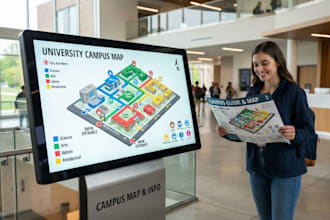 design custom wayfinding visitor navigation maps, campus maps, event venue maps