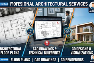 create professional architectural floor plans, cad drawings and 3d designs