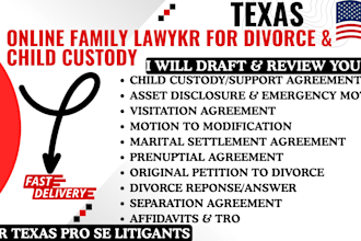 family lawyer for texas divorce, child custody, prenup, spousal support lawsuits