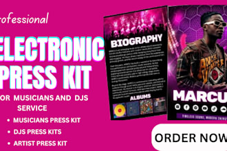 design a professional artist epk electronic press kit for musicians and dj