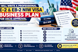 write a professional e2 and eb2 niw visa business plan for uscis approval