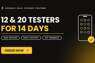 provide 12 testers 20 app testing for google play close testing