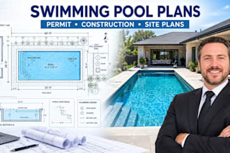 design swimming pool plans, pool permit and construction drawings