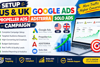 setup US UK google ads propeller adsterra solo ads campaign