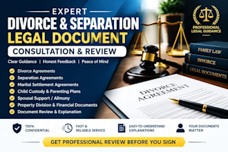 provide expert divorce and separation legal document consultation and review