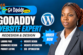 design godaddy website, redesign godaddy website and develop godaddy website