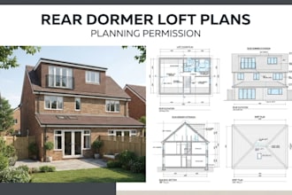 draw rear dormer loft conversion plans for planning permission