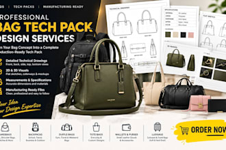 design handbag tech pack purse tote bag fashion technical drawing