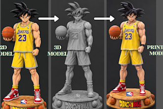 convert 2d to 3d model from image sketch figurine toy to stl for 3d printing