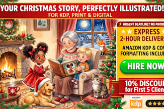 christmas book illustration, christmas children story book, book design