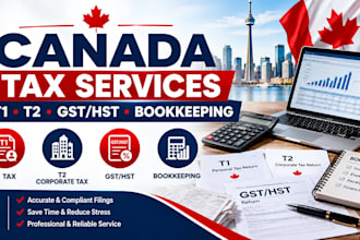 file your canada t1 t2 corporate tax, gst hst and bookkeeping