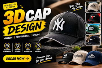 create a professional 3d cap design and realistic mockup
