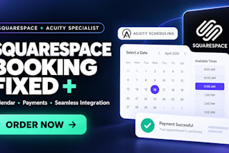 build squarespace booking website with acuity scheduling calendar and automation