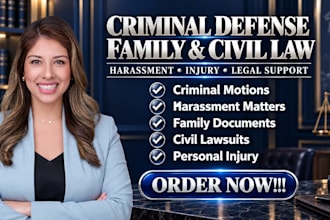 criminal defense lawyer for harassment family law, civil law and personal injury