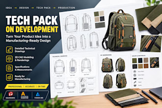 develop custom bags, tech packs, product design and manufacturing specs