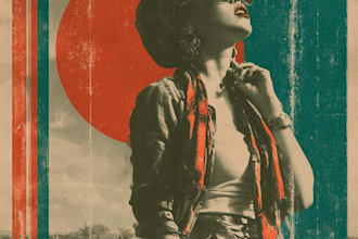 design a vintage album cover with a retro aesthetic