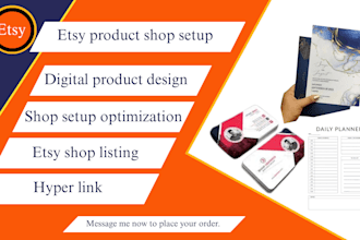 create etsy digital products etsy shop setup  etsy SEO and etsy listing