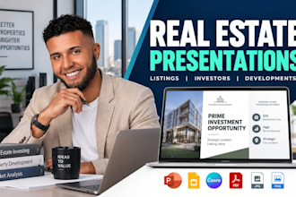 design real estate property presentations, pitch decks and investor slides
