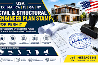 usa tx ma ca fl ga ny civil and structural engineer plan stamp for permit