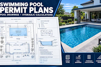 design swimming pool permit plans, pool drawings and hydraulic calculations