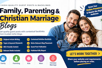 publish article family blogs parenting backlinks and christian marriage blogs