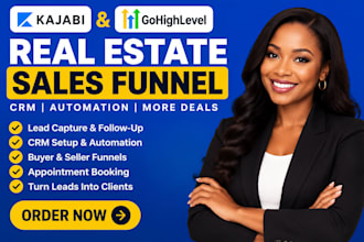 do kajabi course setup, student onboarding, sales funnel for real estates