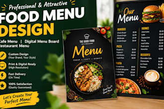design food menu cafe menu digital menu board restaurant menu