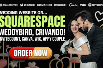 squarespace weddybird crivando invitecount canva wix appy couple wedding website