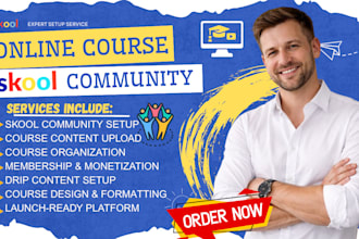 setup, promote and manage your skool online community and course platform