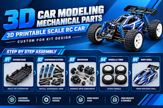 3d car modeling mechanical parts 3d printable scale rc car custom for kit design