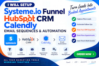 setup systemeio funnel hubspot CRM calendly email sequences automation