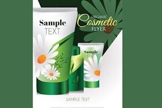 professional organic cosmetic packaging, label and flyer