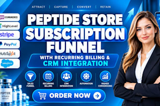 build peptide store subscription funnel with recurring billing CRM integration