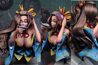3d print and paint anime character model hand painting resin statue diorama stl