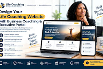 design a life coaching website with business coaching and executive portal