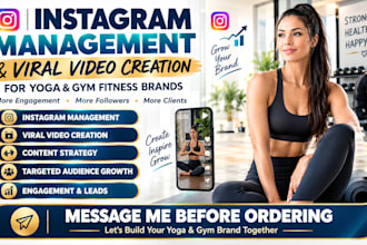 manage instagram and create viral videos for yoga and gym fitness brands