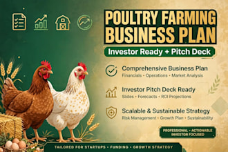 create a professional poultry farming business plan and powerpoint pitch deck