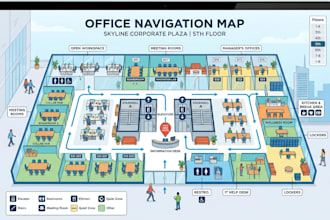design 3d isometric festival map, office navigation map and infographic map
