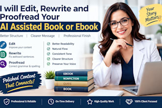 edit, rewrite and proofread your ai assisted book or ebook