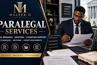 be your paralegal for legal research, drafting and litigation support