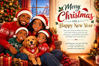 design christmas greeting card, halloween cards, manga style holiday card diwali