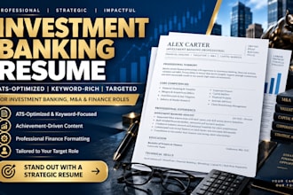 write an ats investment  banking resume CV and cover letter