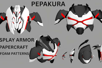 create custom pepakura template, cosplay armor pattern, 3d papercraft, eva foam