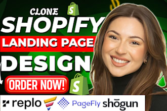 clone shopify store, landing page design, shogun, pagefly gempages, replo zipify